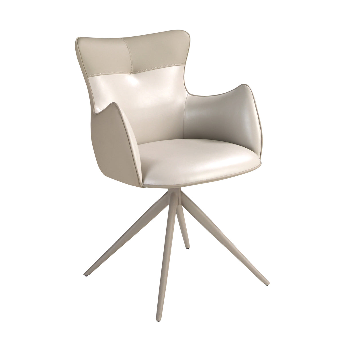 Swivel chair in off-white and greige leatherette