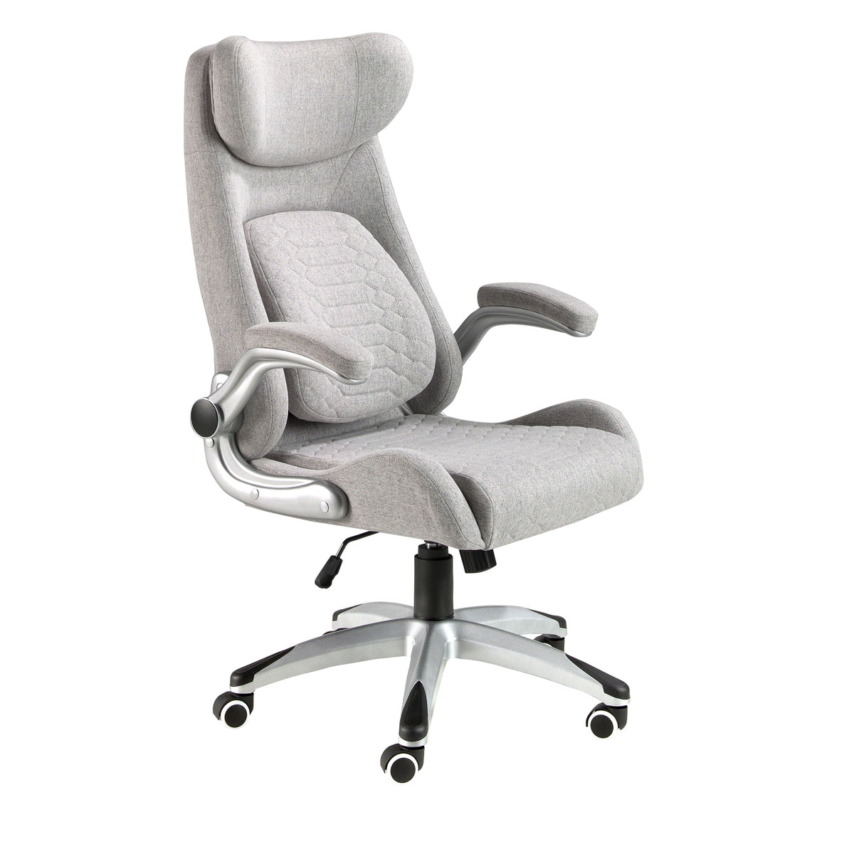 Grey fabric swivel office chair