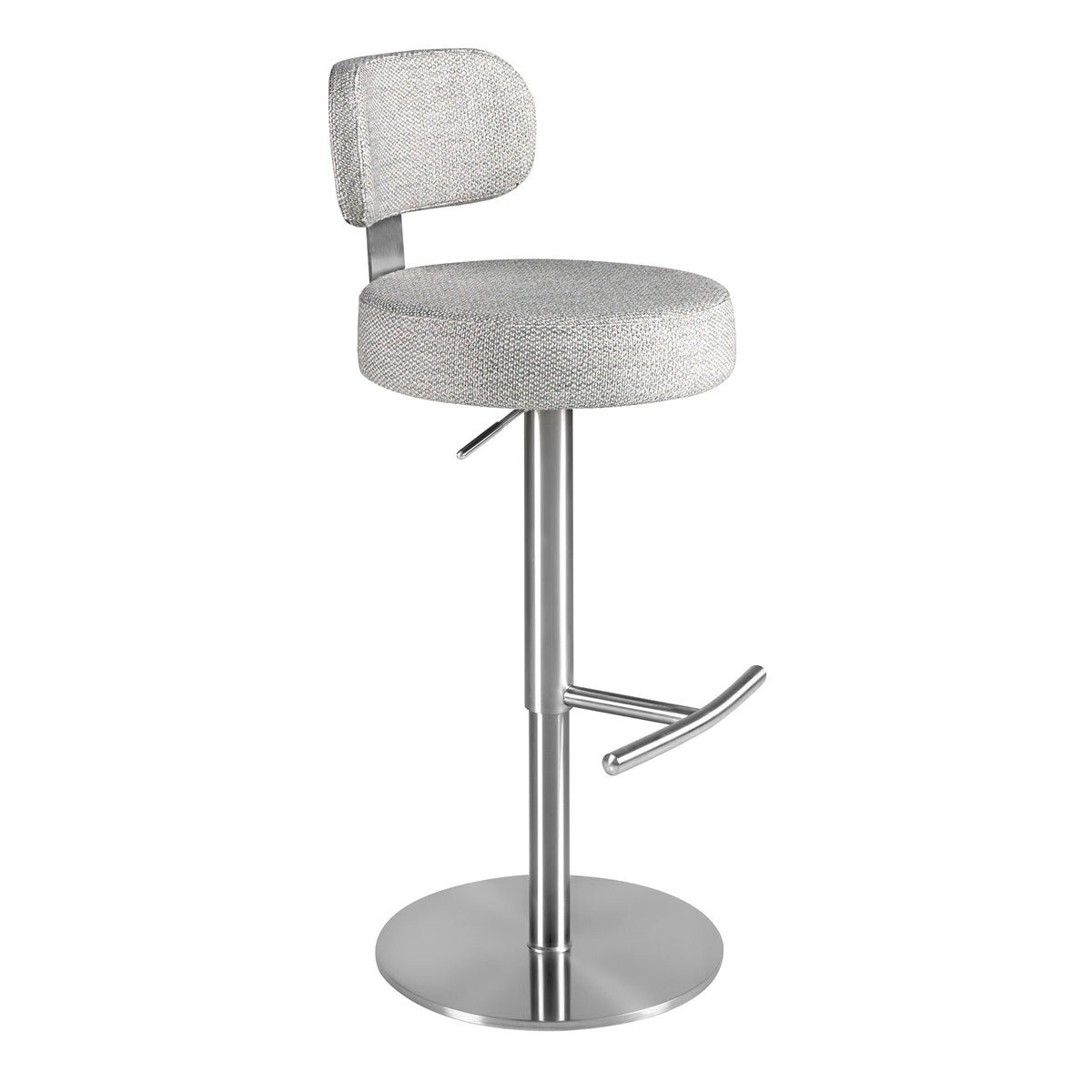 Swivel stool in light grey marbled fabric