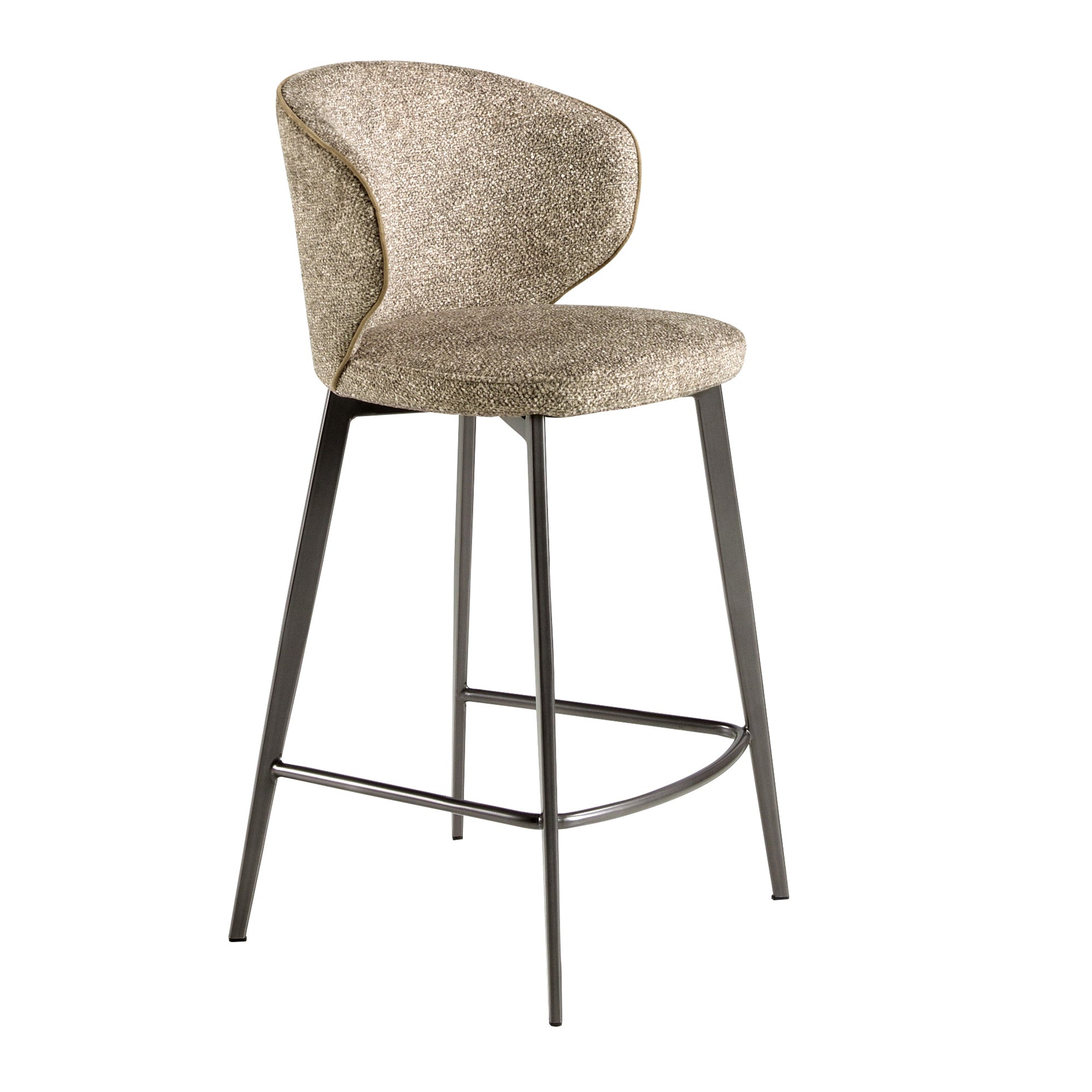 Stool upholstered in mottled brown fabric