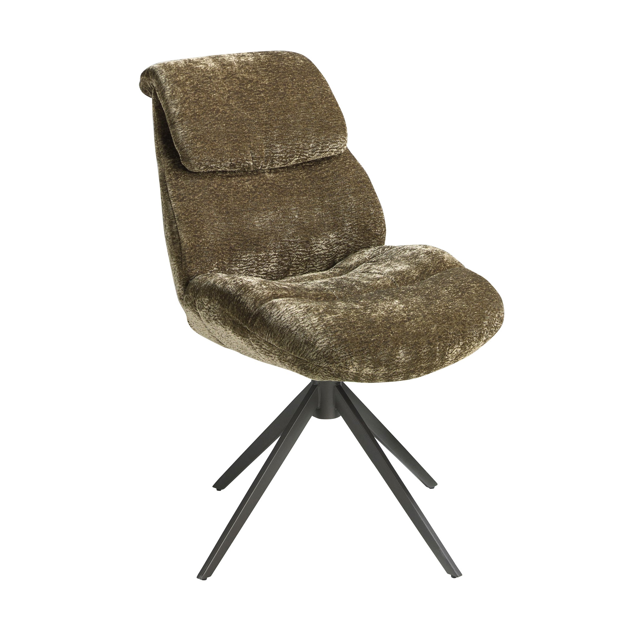 Olive green velvet swivel chair