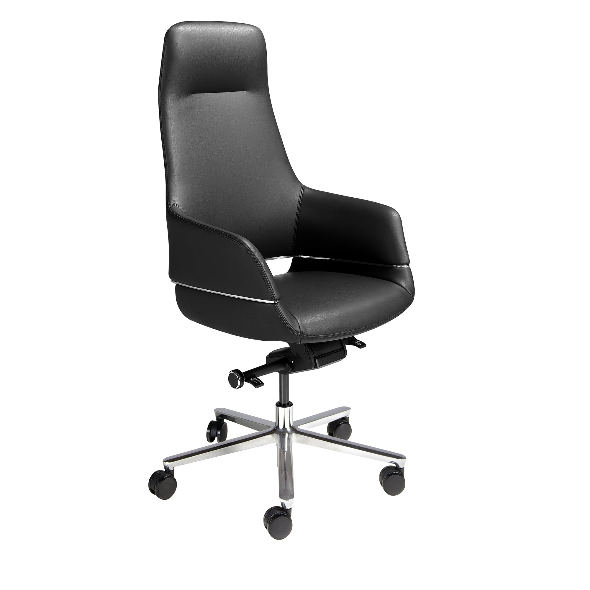 Black leatherette swivel office chair