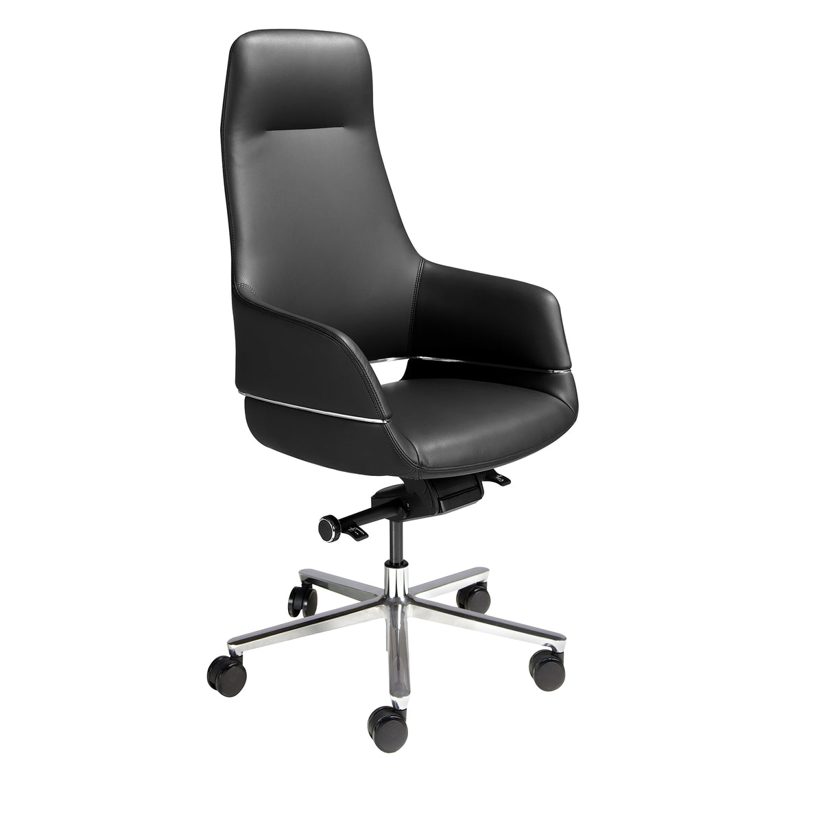 Black leatherette swivel office chair