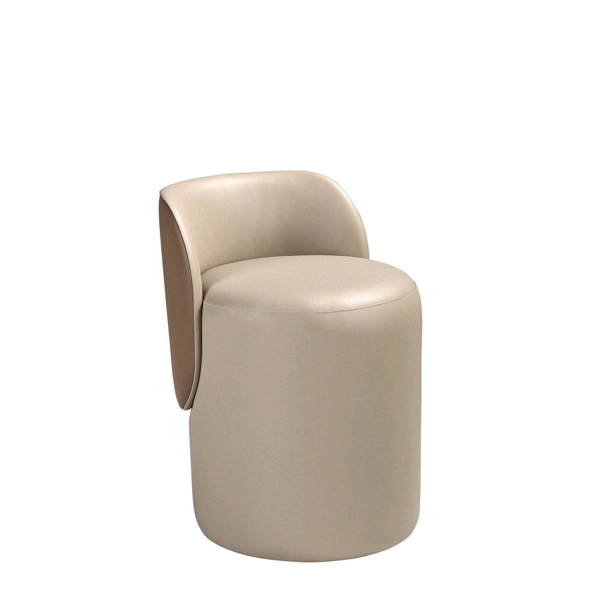 Faux leatherette puff in mink and brown