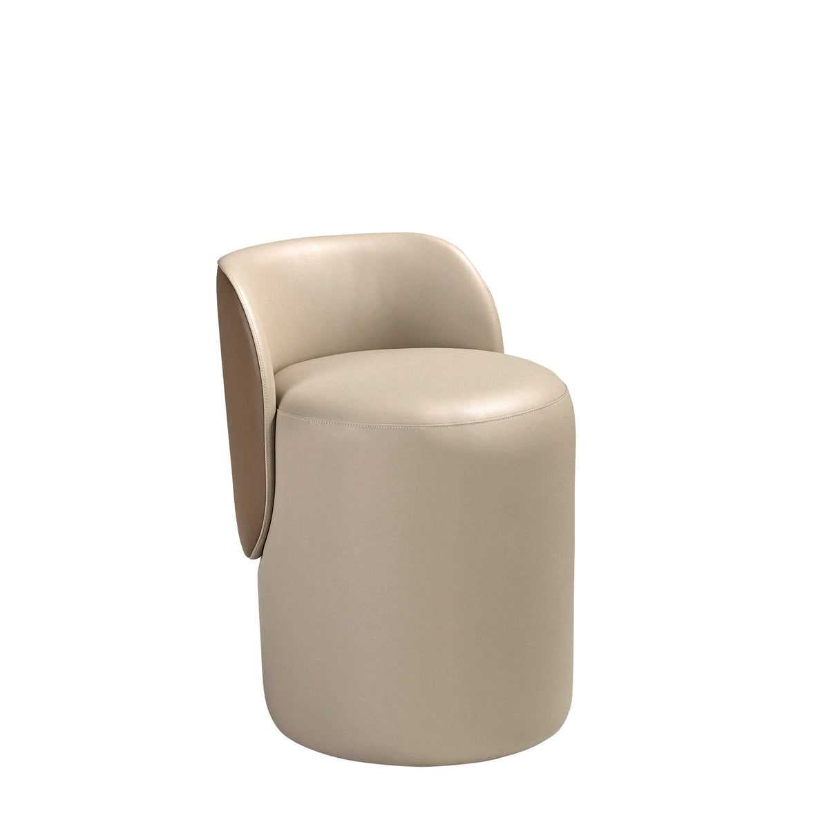 Faux leatherette puff in mink and brown