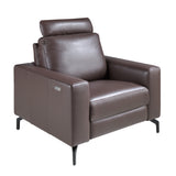 Chocolate brown leather recliner armchair