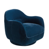 Dark blue velvet swivel armchair