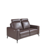 2-Seater Chocolate Brown Leather Recliner Sofa