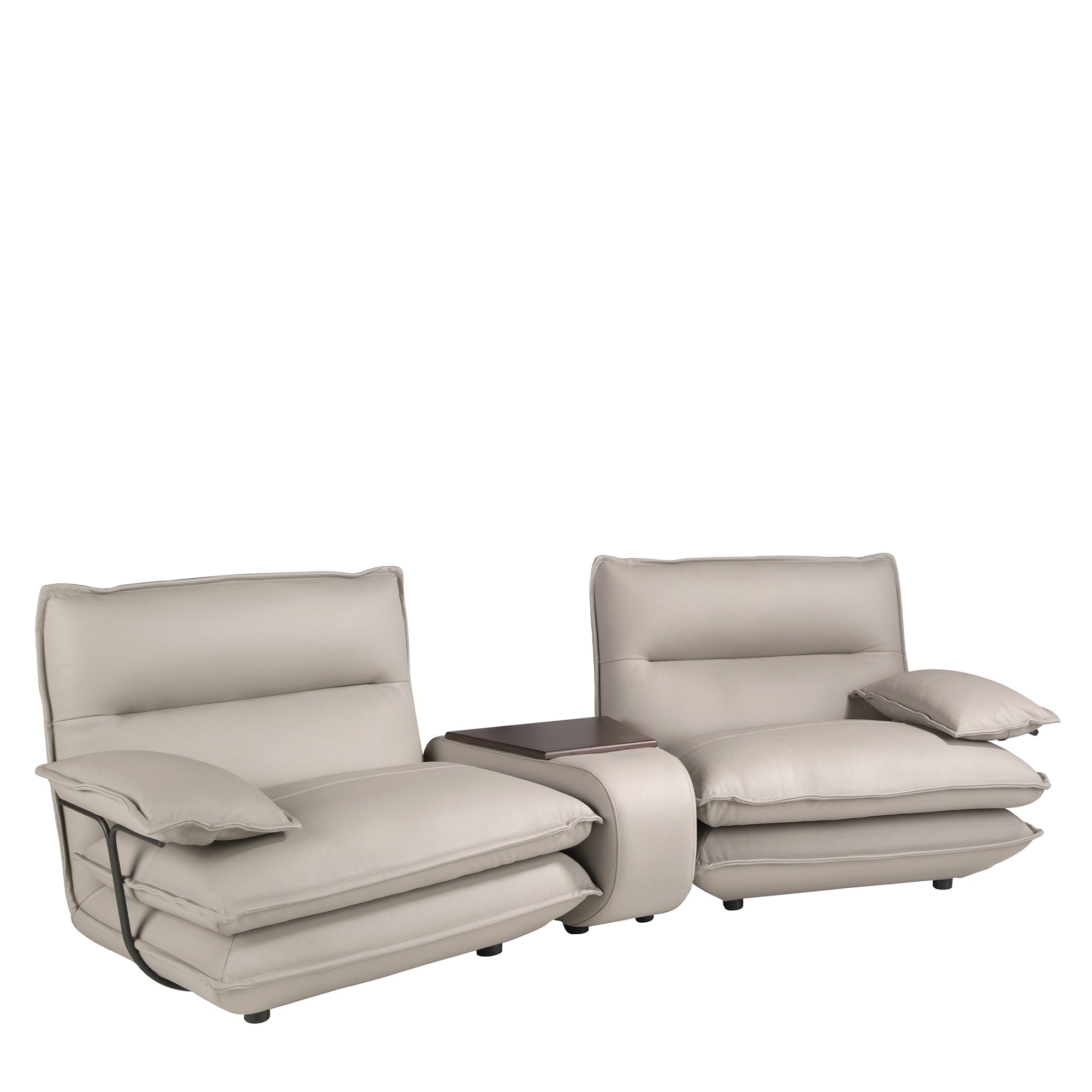 2-Seater Taupe Grey Leather Sofa
