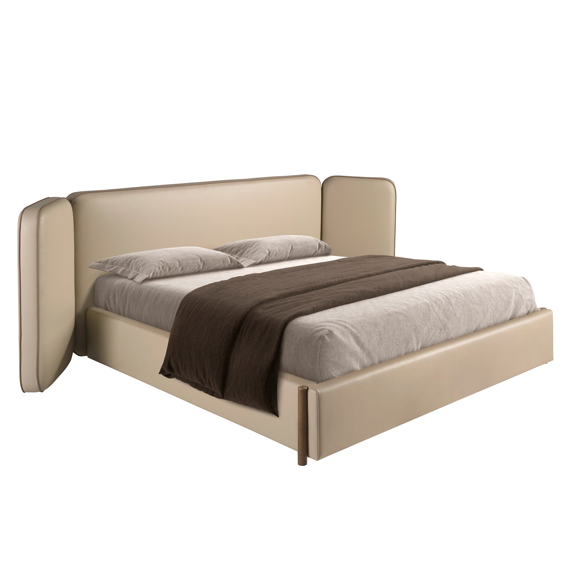 Faux leatherette bed in mink color