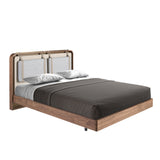 Fabric bed in beige and grey