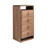 Walnut and black PVC chest of drawers