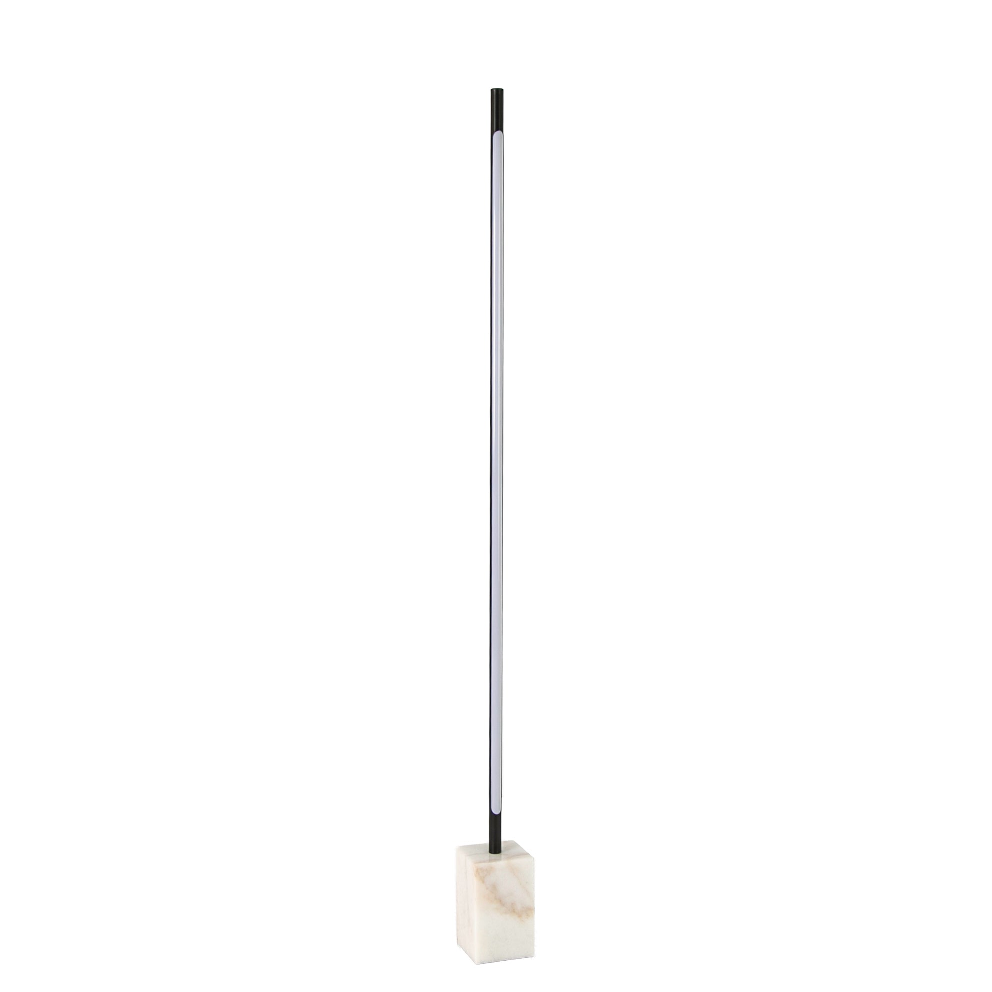 Black steel floor lamp with porcelain marble base