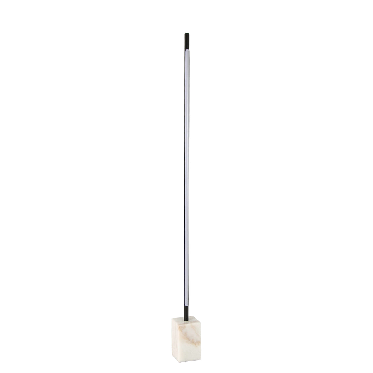 Black steel floor lamp with porcelain marble base