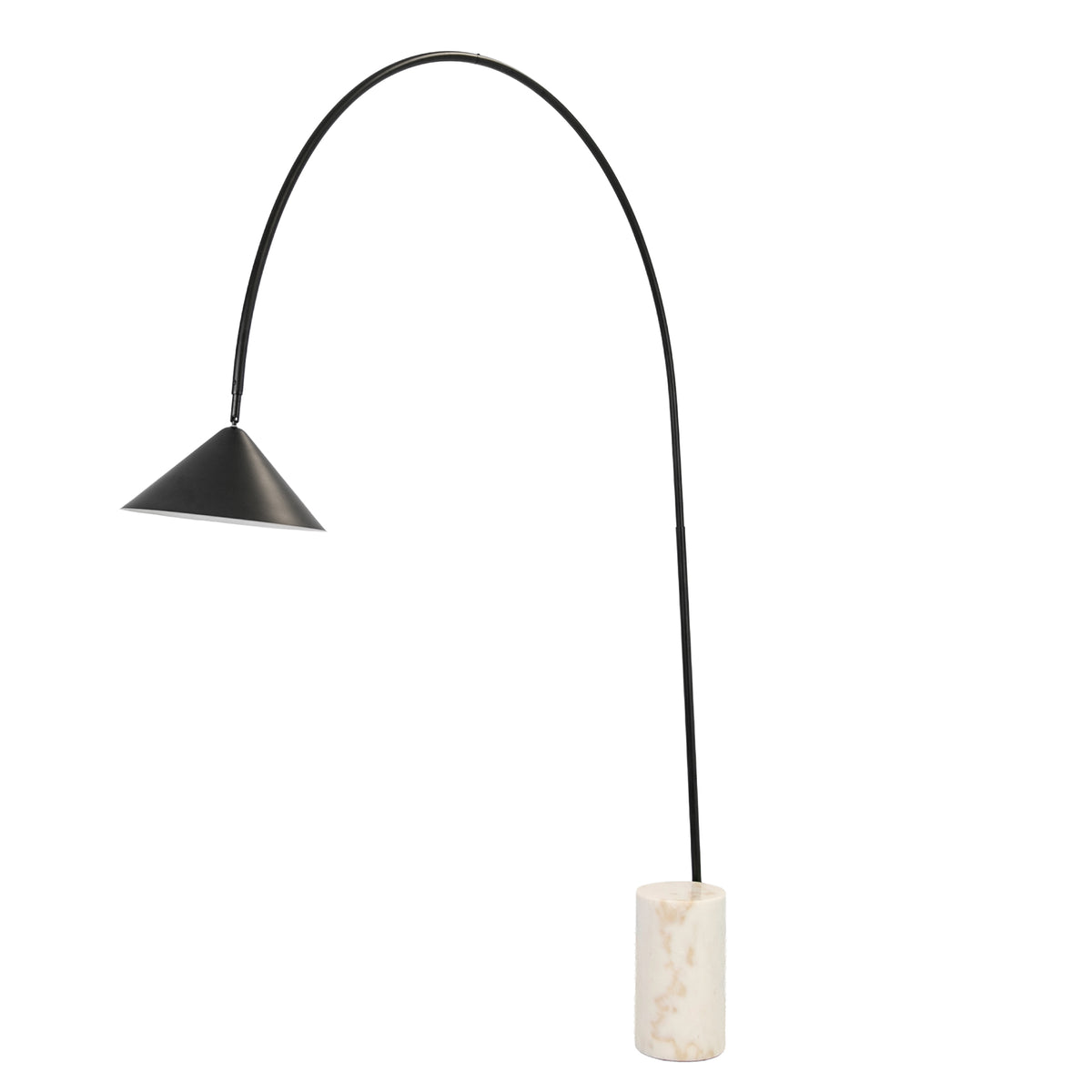Black steel floor lamp with porcelain marble base