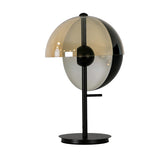 Table lamp in amber smoked glass and black and white steel with black steel base