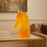 Amber Crystal Horse Head Sculpture by LAZADO-ART - Detail View