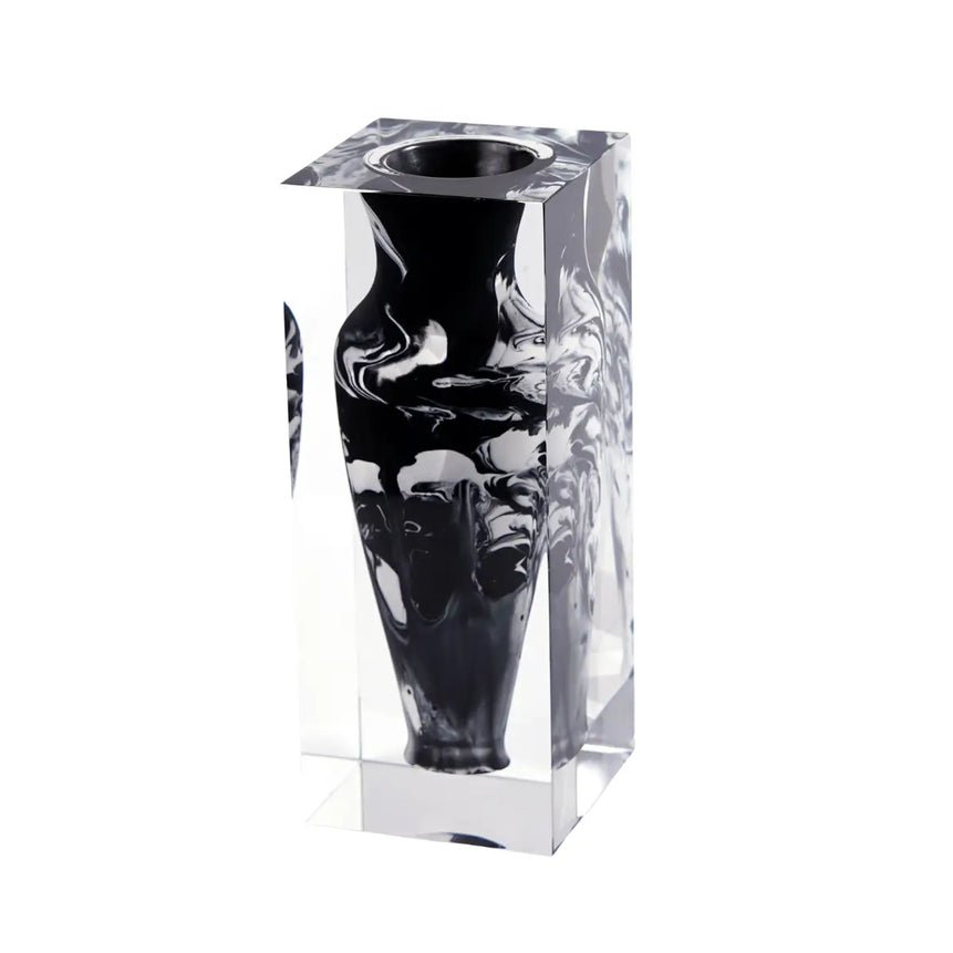 Fine-Neck Acrylic Vase – Black Mottle