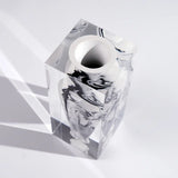 Fine-Neck Acrylic Vase – White Mottle by LAZADO-Decor - Detail View