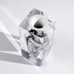 Fine-Neck Acrylic Vase – White Mottle