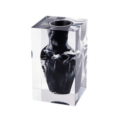 Wide-Chest Acrylic Vase – Black Mottle by LAZADO-Decor - Alternate Angle