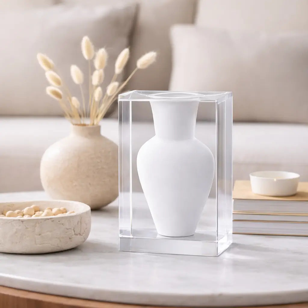 Wide-Chest Acrylic Vase – White