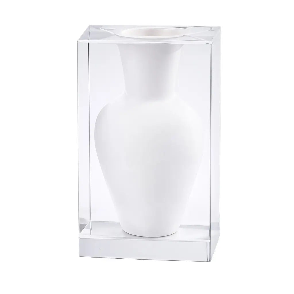 Wide-Chest Acrylic Vase – White
