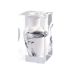 Wide-Chest Acrylic Vase – White Mottle by LAZADO-Decor - Alternate Angle