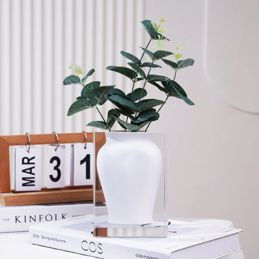 Wide-Mouthed Acrylic Vase – White