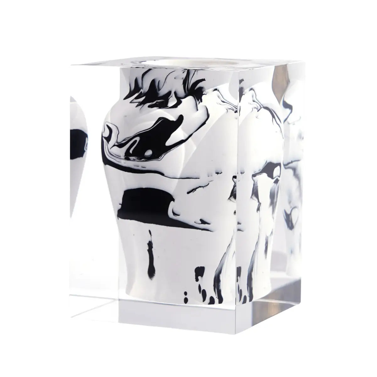 Wide-Mouthed Acrylic Vase – White Mottle