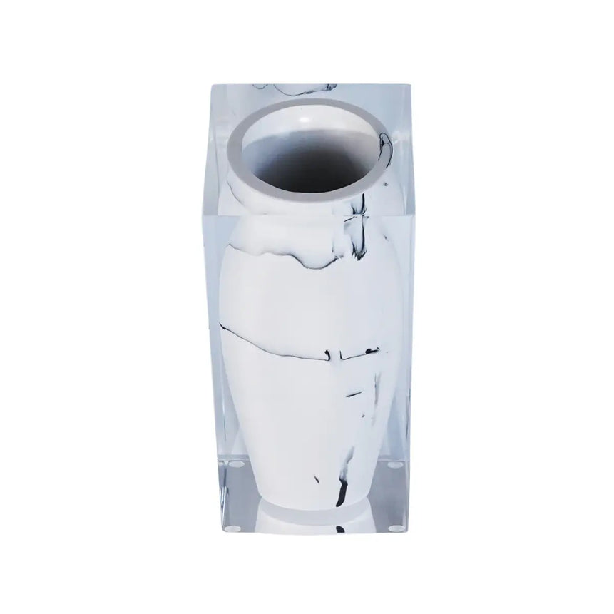 Taibai Acrylic Art Vase – White Mottle