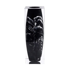Waist-Drum Acrylic Art Vase – Black Mottle