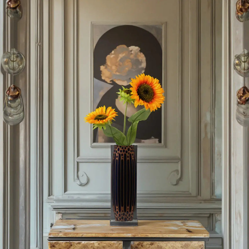 Waist-Drum Acrylic Art Vase – Brown Mottle