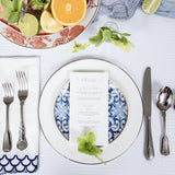 Transatlantica dinner set place setting with gold-trimmed porcelain — lifestyle shot