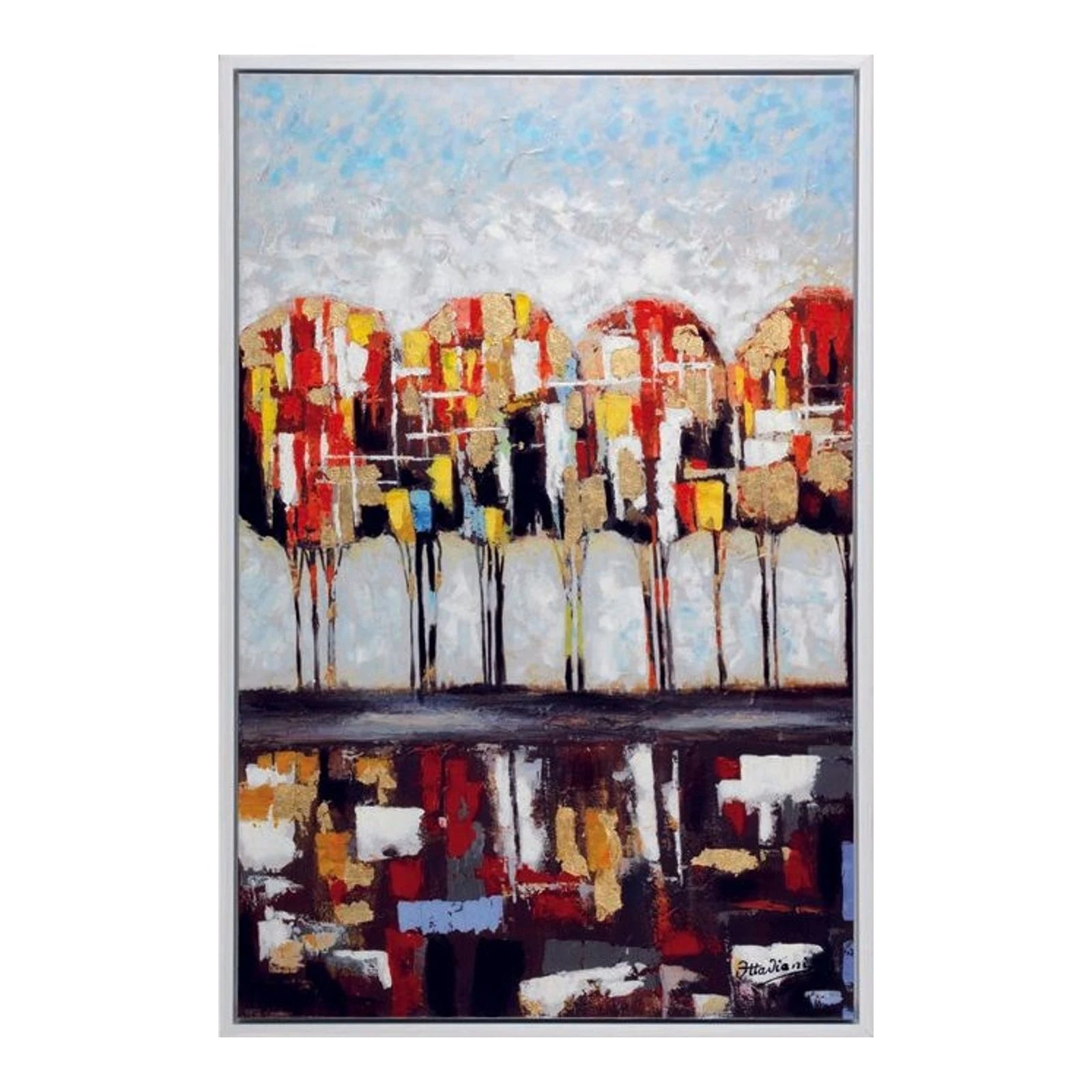 Coloured Trees — Painting on Wood, Gloss Finish · 80×120 cm