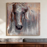 White Horse — Painting on Wood with Silver Leaf · 100×100 cm