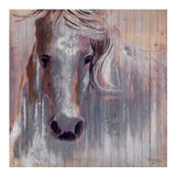 White Horse — Painting on Wood with Silver Leaf · 100×100 cm