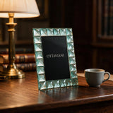 Crystal Photo Frame — Aquamarine Studs · 10×15 cm