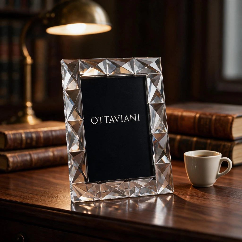 Crystal Photo Frame — Faceted Studs · 12×17.7 cm