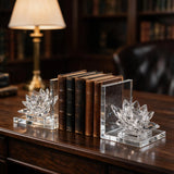 Crystal Bookends with Lotus — Pair