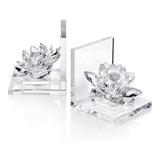 Crystal Bookends with Lotus — Pair