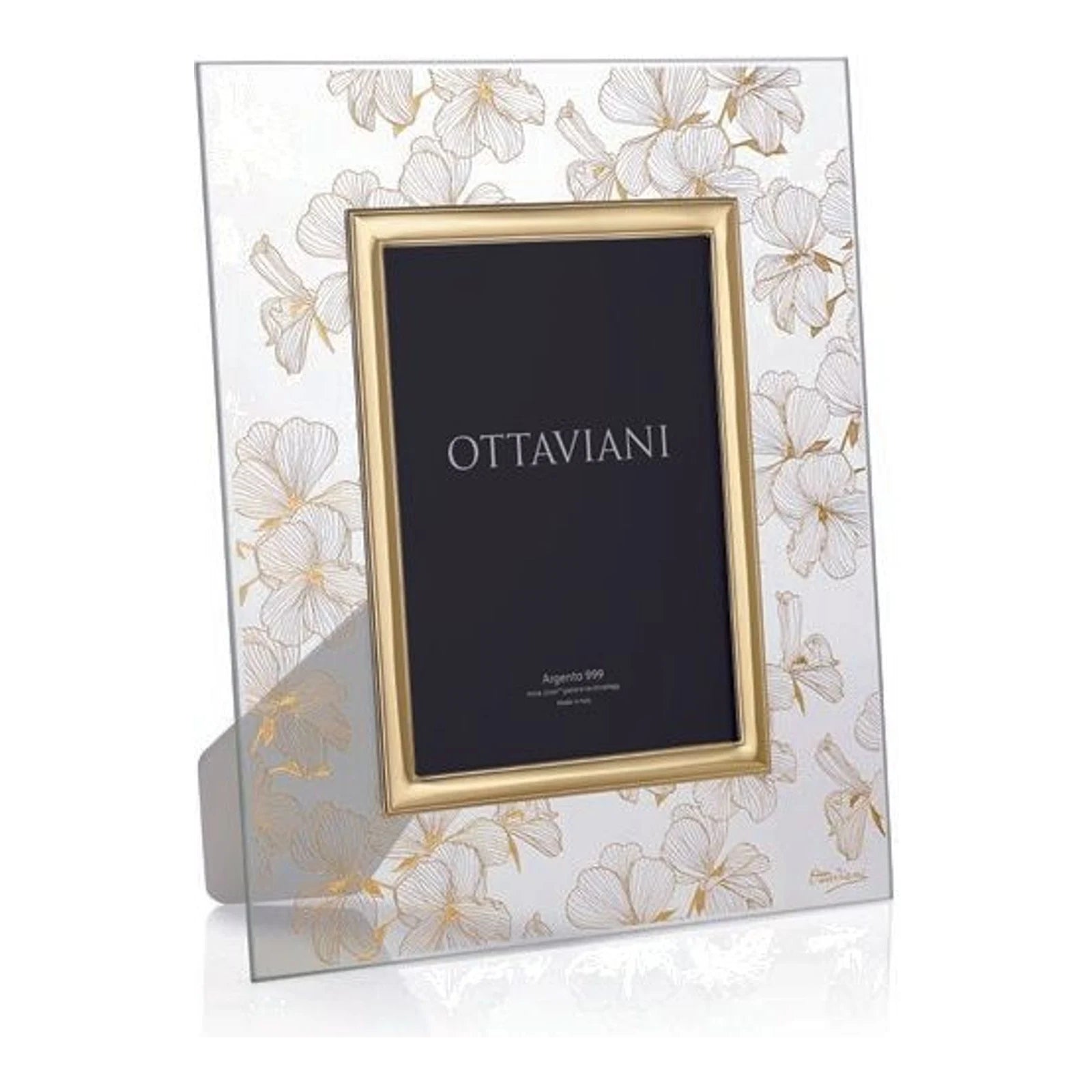 Crystal Photo Frame — Peach Blossom, Gold Foil · 13×18 cm
