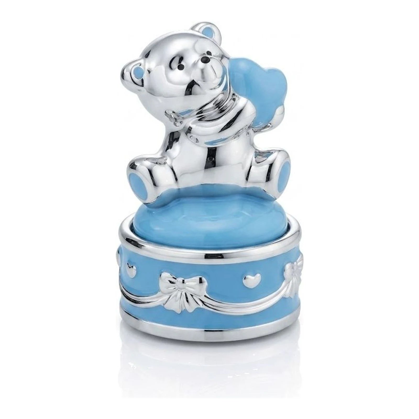 Teddy Bear Music Box — Blue · 8.5×8.5×14 cm