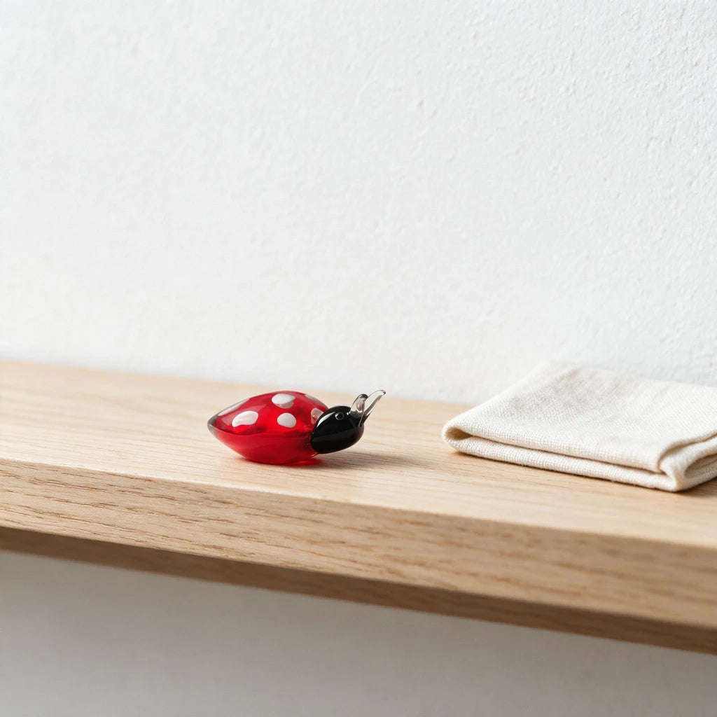 Ladybird Figurine — Hand-Worked Coloured Crystal · 5 cm