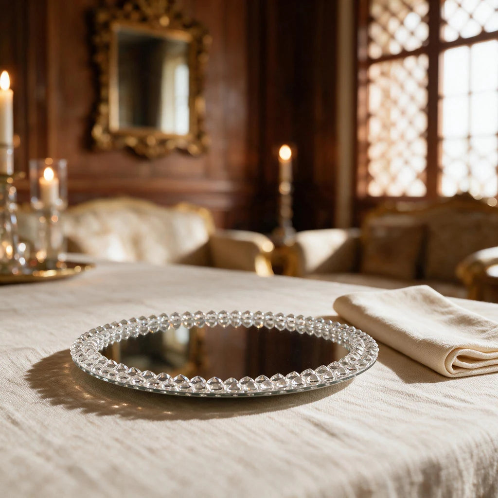Beaded Crystal Charger — Round