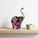 Wish Elephant Figurine — Hand-Worked Coloured Crystal · 17 cm