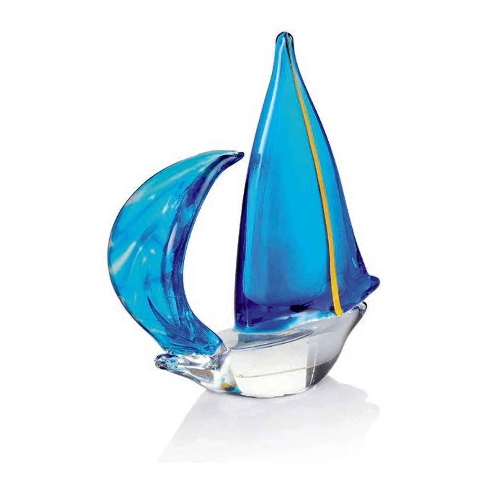 Sailing Boat Figurine — Hand-Worked Coloured Crystal · 20 cm
