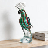 Tropical Parrot Figurine — Hand-Worked Coloured Crystal · 27.5 cm