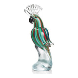 Tropical Parrot Figurine — Hand-Worked Coloured Crystal · 27.5 cm