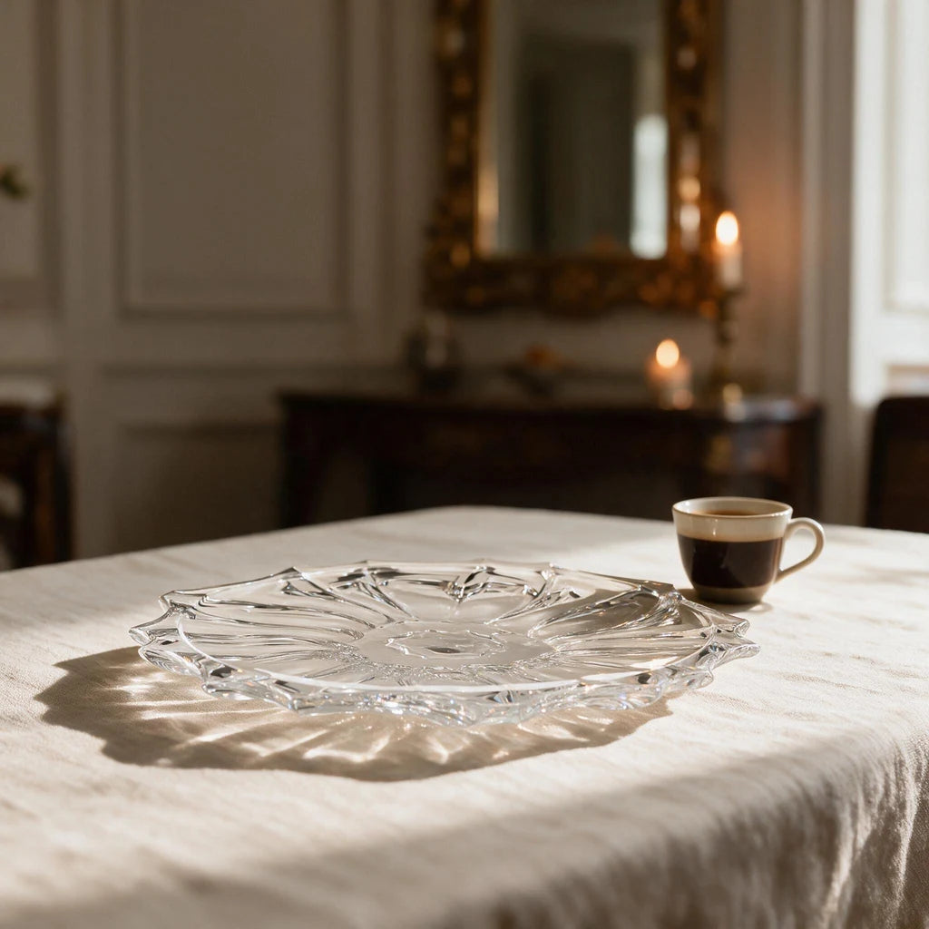 Crystal Cake Platter — Petal Cut